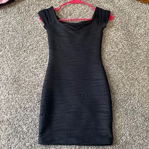 Wavy Patterned Black Mini Dress